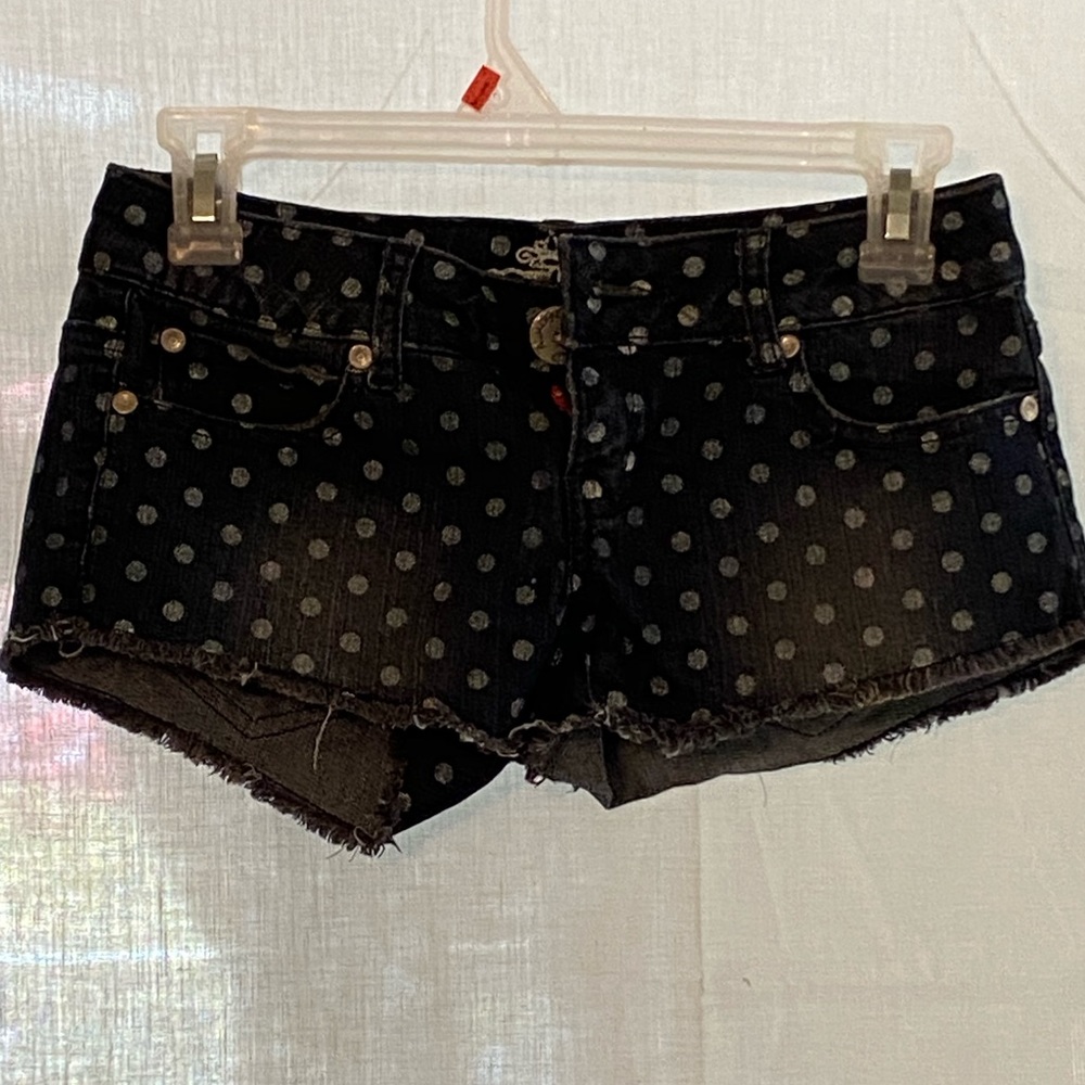 jean polka dot shorts